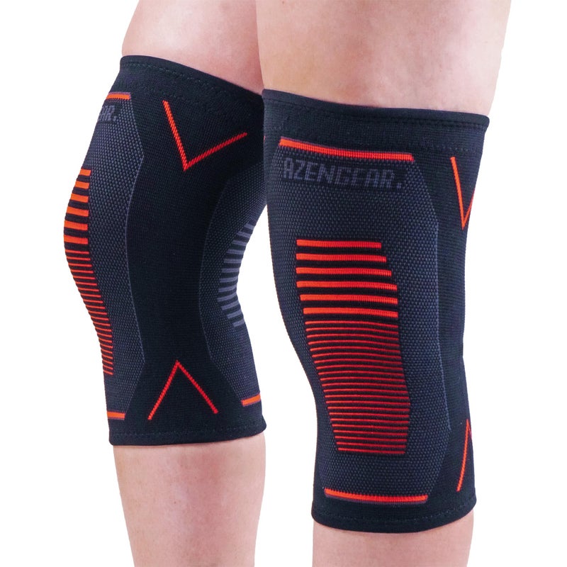 aZengear Knee Support Brace (Pair) - Compression Knee Sleeve for Joint Pain, Ligament Injury, Meniscus Tear, Arthritis, ACL, MCL, Running, Weightlifting, Squats (M) - Image 1